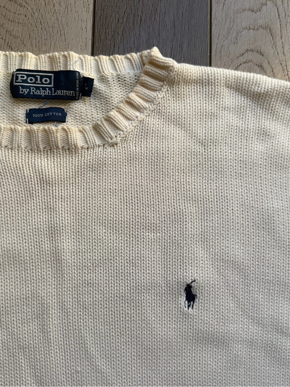 Vintage Men’s Polo by Ralph Lauren Off-White Crewneck Sweater L - Picture 2 of 7